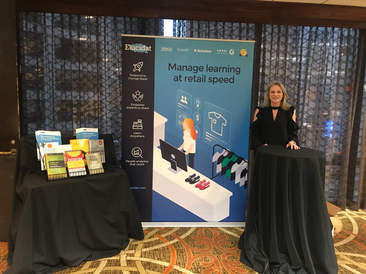 elucidat's tweet photo. Team Elucidat is armed and ready to go at the Leap HR Retail event - for your chance to win one of these top L&amp;D books (recommended by the experts) pop along and say hey to Maureen 👋

#leaphrretail #retailhr #retail #training #learning #elearning https://t.co/EXiOeGEOur