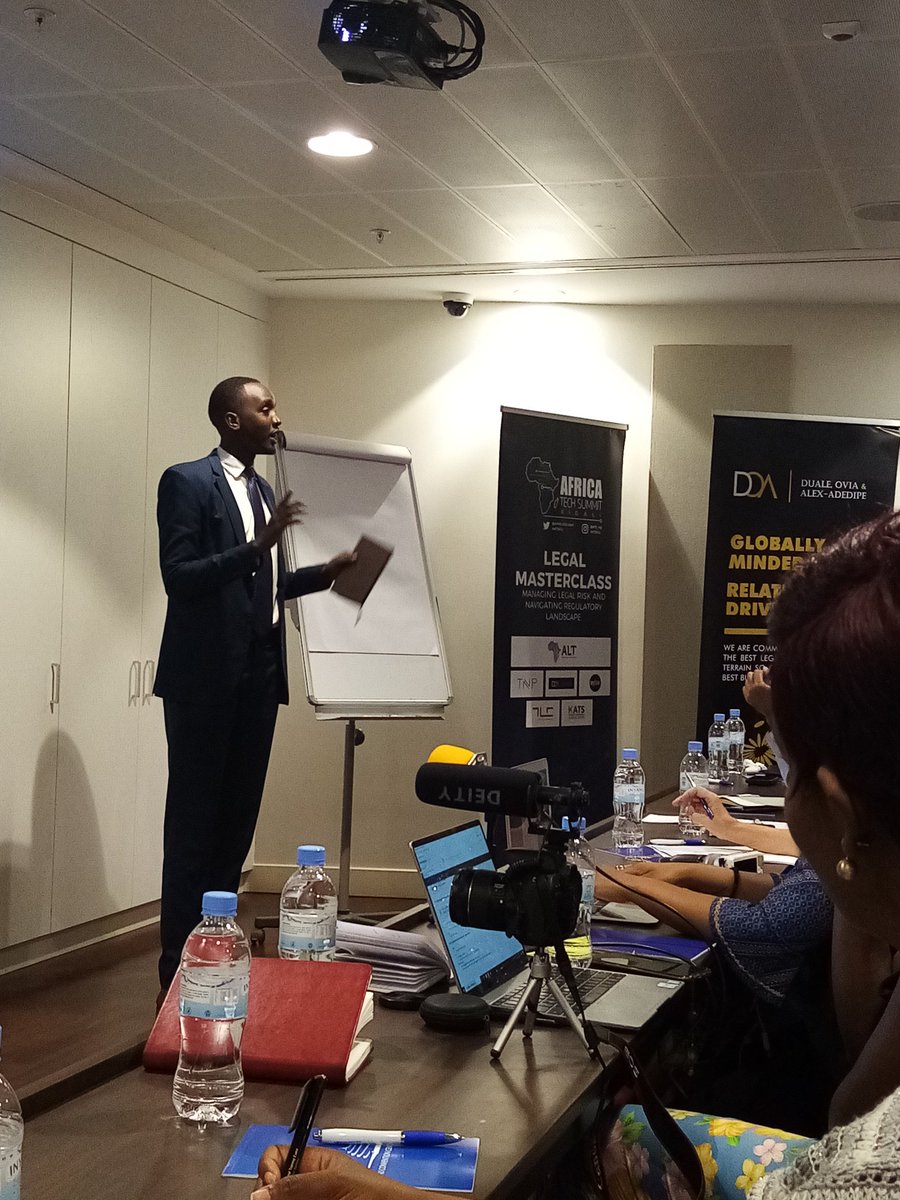 ALT_LegalTech's tweet photo. Daniel Gasaatura of @trustchambersrw on the importance of compliance and understanding the regulatory environment #legalmasterclass #ATSKGL #Africatech #startups https://t.co/3bLfEXSvk2