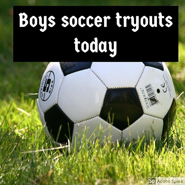 CMS boys soccer tryouts will be today and tomorrow until 5:15 P.M. For any more details ask coach Medema in the gym.