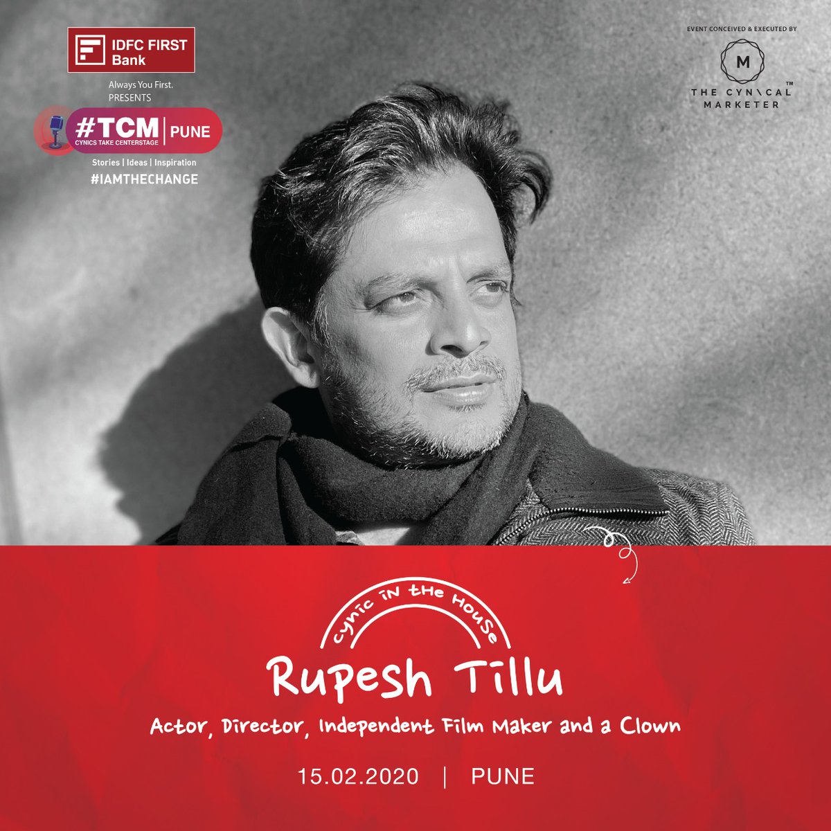 Hashtag_TCM's tweet image. We are excited to announce our #CynicalSpeaker @KTRupesh : Actor, Director, Independent Film Maker &amp;amp; a Clown for #TCMPune on 15th Feb 2020.

Book #YourTickets Now👉bit.ly/HashtagTCMPune

#TCM #HashtagTCMMumbai #thecynicalmarketer #inspirations #IAMTHECHANGE