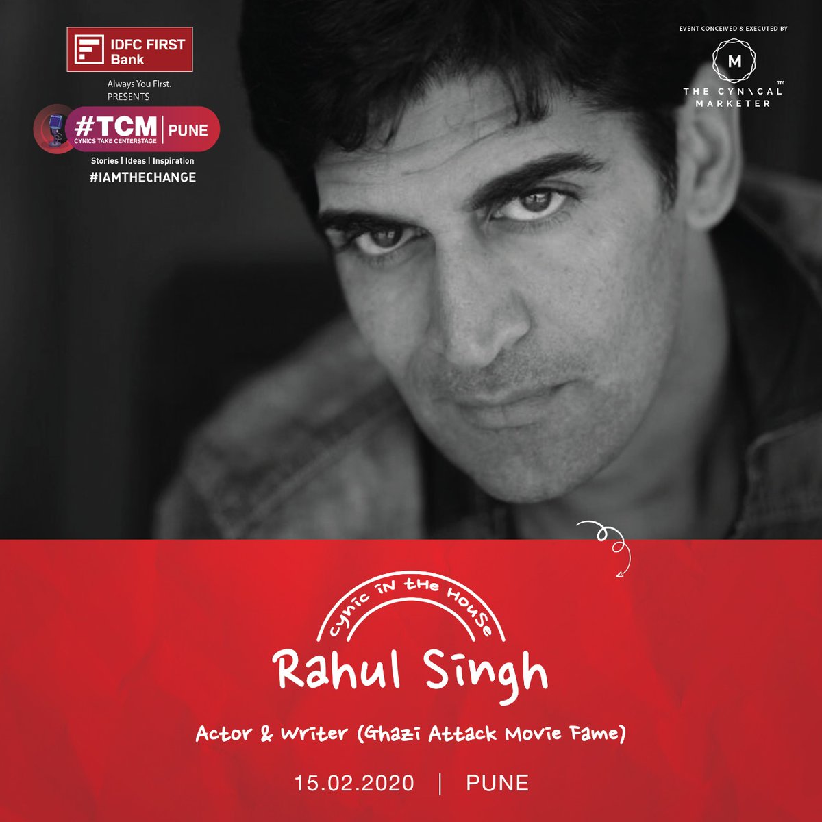 Hashtag_TCM's tweet image. We are excited to announce our #CynicalSpeaker Rahul Singh : Actor &amp;amp; Writer (Ghazi Attack Movie Fame) for #TCMPune on 15th Feb 2020.
Book #YourTickets Now👉 bit.ly/HashtagTCMPune

#TCM #HashtagTCMMumbai #Cynics #thecynicalmarketer #inspirations #IAMTHECHANGE