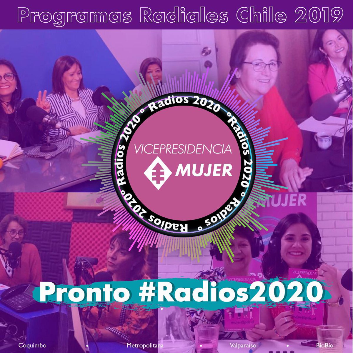PDC_Chile's tweet photo. 📣 Tremenda iniciativa de la @ViceMujerDC, vuelven los #ProgramasRadiales 📻 para #mujeresDC. Un éxito el 2018 y 2019. Este #2020 se vienen con todo 🇨🇱! #Arica #Tarapacá #Coquimbo #Valparaíso #Metropolitana #Biobío #Araucanía #LosLagos #MásMujeresEnPolítica #JuntasSomosMás https://t.co/P3aONO9SaE