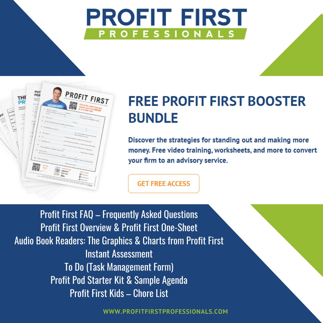Step 1: Read Profit First. Step 2: Get your FREE Profit First Booster Bundle- tools to help analyze your company’s profit &amp; fast-track your business to “profit ready”. #BoosterBundle #ProfitFirst #Accounting #Bookkeeping #Profitability #BusinessCoach #ProfitFirstProfessionals