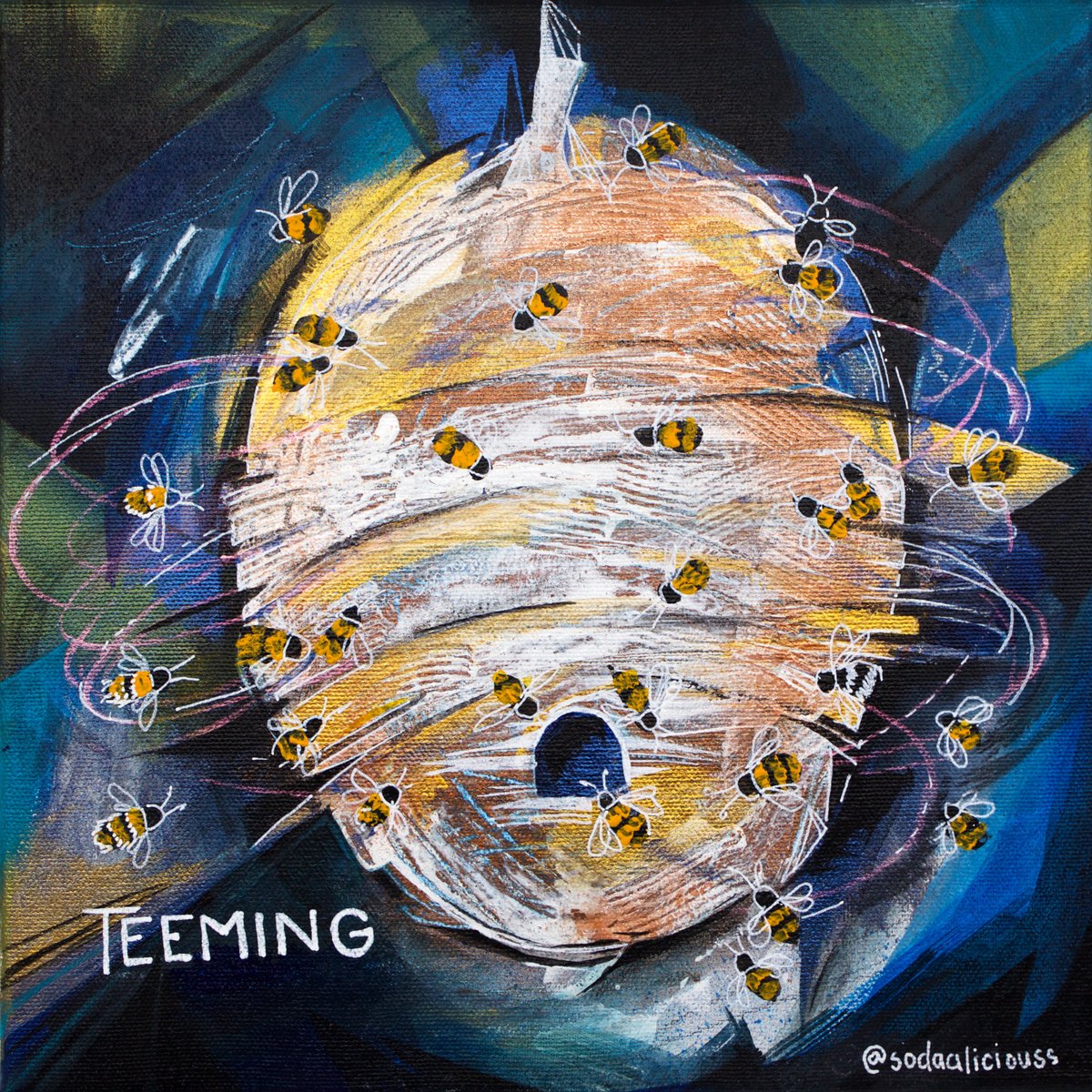OpusArtSupplies's tweet image. #opusdailypractice Day 4: #Teeming
🐝🐝🐝
Artwork by: @sodaaliciouss Soda (Social Media)
Created with: @pebeo Studio Acrylics, Bravura Brushes, Opus Exhibition Slim Canvas