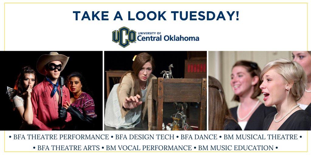 TAKE A LOOK TUESDAY! @UCOCFAD prepares creative individuals to become leaders, professionals and educators through innovative, diverse and collaborative transformative experiences. @ucotheatre @UCO_Dance #takeacloserlook #collegeauditionsoftware #collegeauditions #STAR