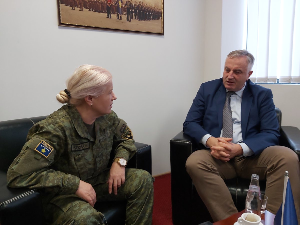 On my last day of tenure as Minister of Defense, #KSF LTC Remzije Zeqiraj, my comrade from #KLA, #KPC, #KSF and colleague in #Kosovo #MoD, visited me for a farewall coffee. I am proud of Remzije and all women and men in uniform and am confident #KSF will remain on the right path.