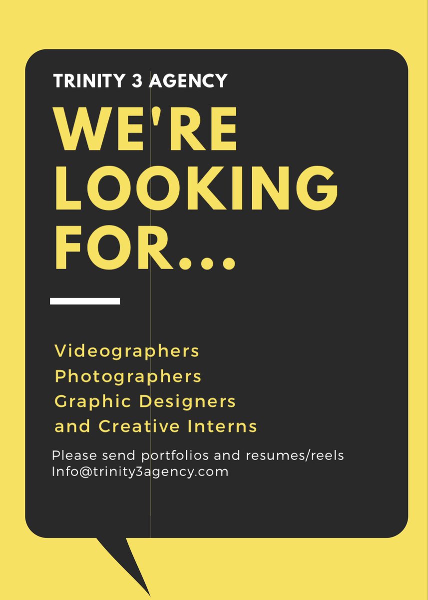 Trinity3Agency's tweet photo. We’re looking to add NYC based videographers, photographers,graphic designers, and creative interns to our team. Want to learn and work on projects within music, sports, hospitality, fashion, and tech send us your resume 📧 info@trinity3agency.com 🎥🏀🏈⚽️🍽🎤🎮 #nycinterns https://t.co/iG4ONHblwx