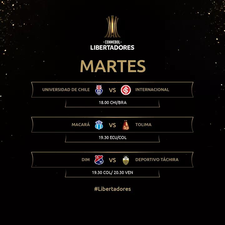 sportsfireyt's tweet photo. #SportsFIRE | Estos son los partidos para el día de hoy por #CopaLibertadores, en la que el Macará buscará ganar de local ante Deportes Tolima.
#Conmebol #ConmebolLibertadores #Ecuador #Macará https://t.co/7KvzEcx6g9