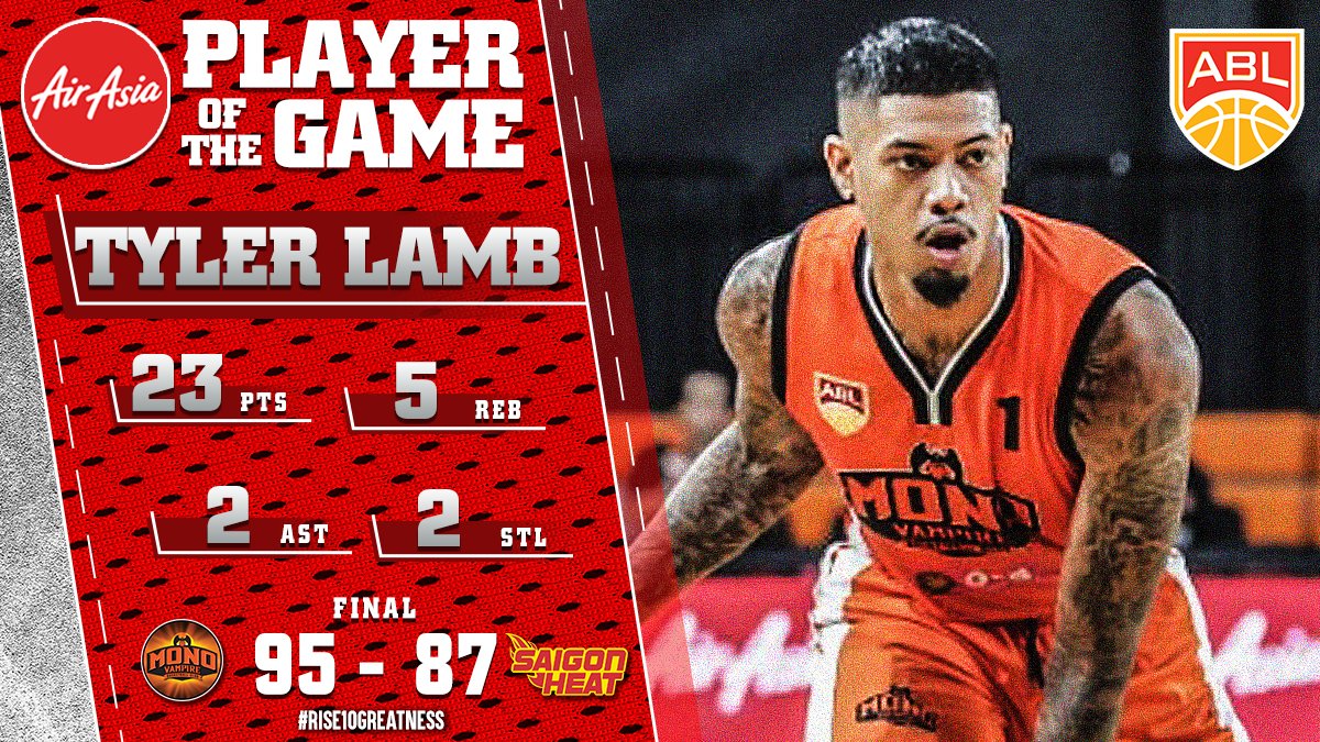 aseanbasketball's tweet photo. Tyler Lamb and the Mono Vampire defend their homecourt tonight! 👊
#SaigonHeat #ABL10 #Rise10Greatness #ALLINVIETNAM #เชียร์บาสไทย #WeCheerThailand #MonoVampire https://t.co/HnAsouHJw7