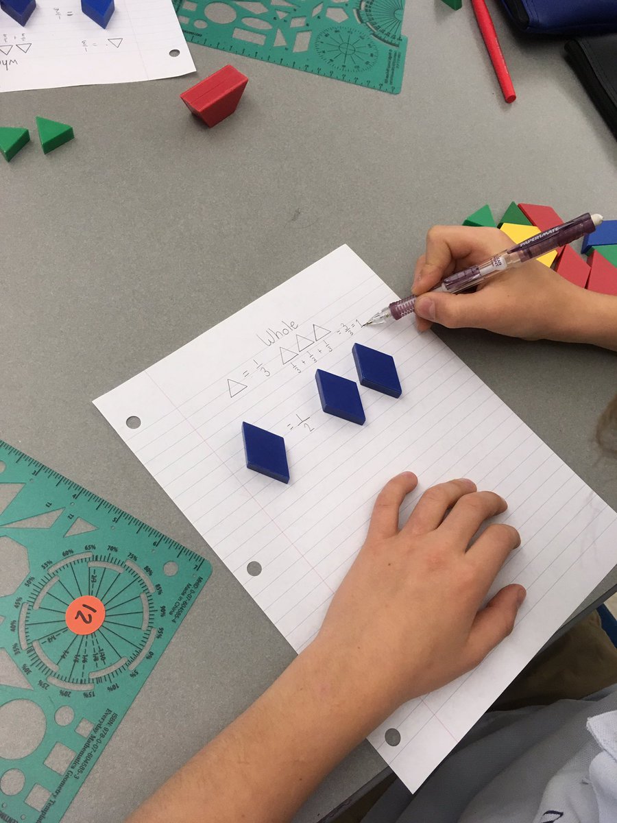 Crichsv's tweet photo. Using Pattern Blocks to find the whole when given a fractional part. #rstories20 #whyrandolph https://t.co/lxs5jEaAlC