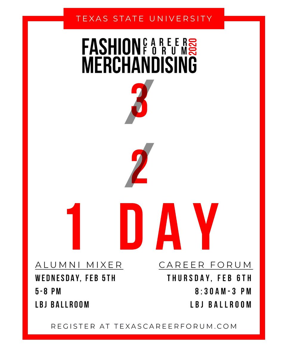txstfm's tweet photo. TOMORROW we kick off the 11th annual Fashion Merchandising Career Forum! Volunteer and ambassador positions are still available. Contact Bobbie Moore to get involved. We can’t wait to see you all there! https://t.co/SmK1o5eIpw