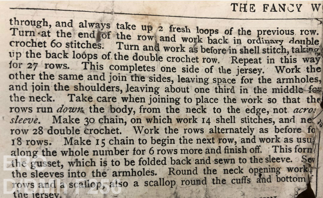 Newspaper clipping with knitting pattern instructions