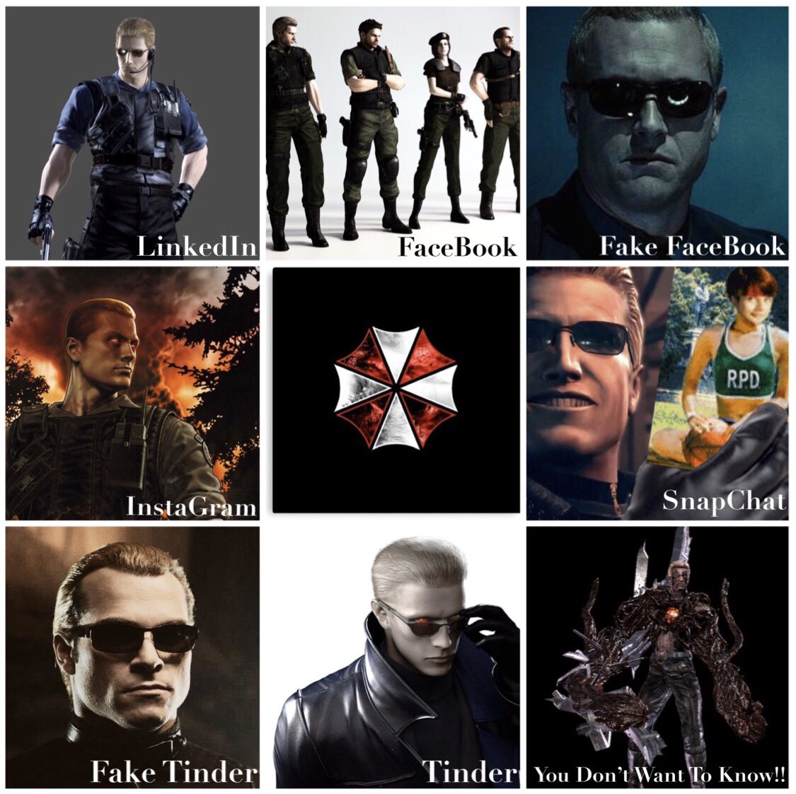 Jonny_CX86's tweet photo. Albert Wesker’s Social Media!!
😉🤣

#ResidentEvil
#REBHFun https://t.co/d7KRqYu4Rj