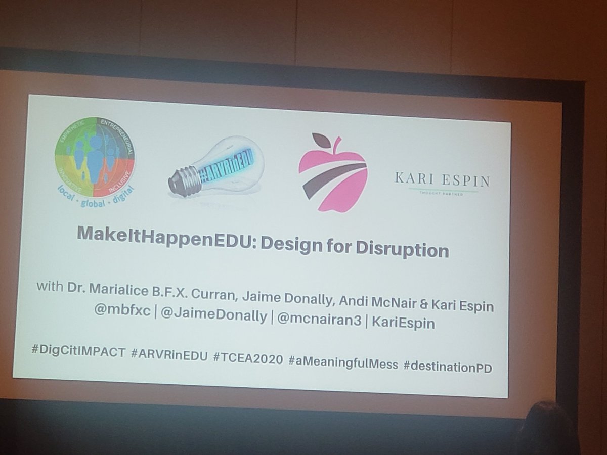 Rdene915's tweet photo. Just getting started w/ session by @mbfxc @mcnairan3 @JaimeDonally in #Makeithappenedu #digcit #geniushour #arvrinefu #TCEA2020 #tcea https://t.co/CMBuj8OgoM