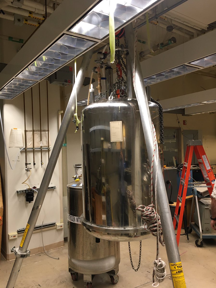 Ever seen an NMR magnet floating in mid-air? We’re lifting our soon-to-be 500 MHz - not yet charged so not technically a magnet! - to give it some longer legs #nmrchat