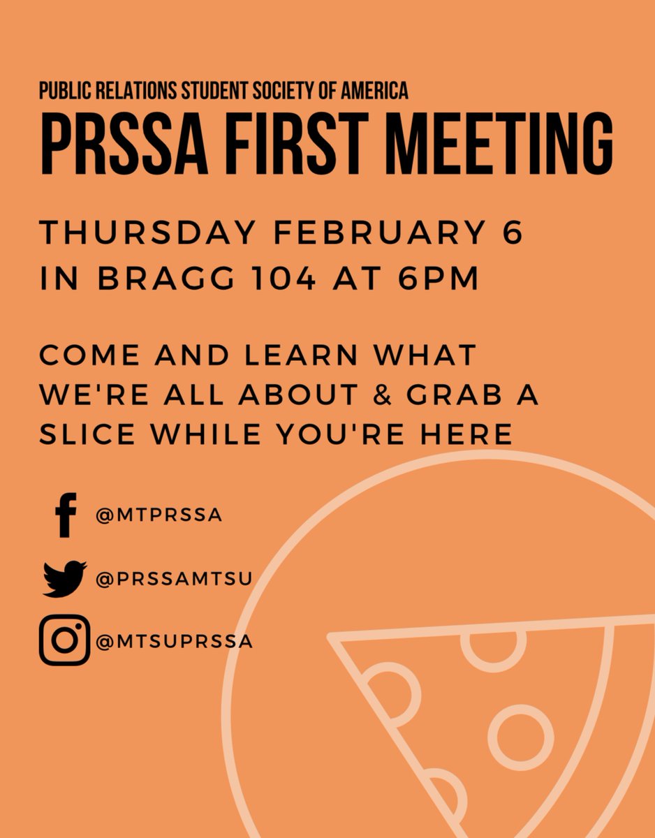 Meeting and pizza? Yes! Come check out our first meeting in Bragg 104 this Thursday (2/6) and grab a slice :)