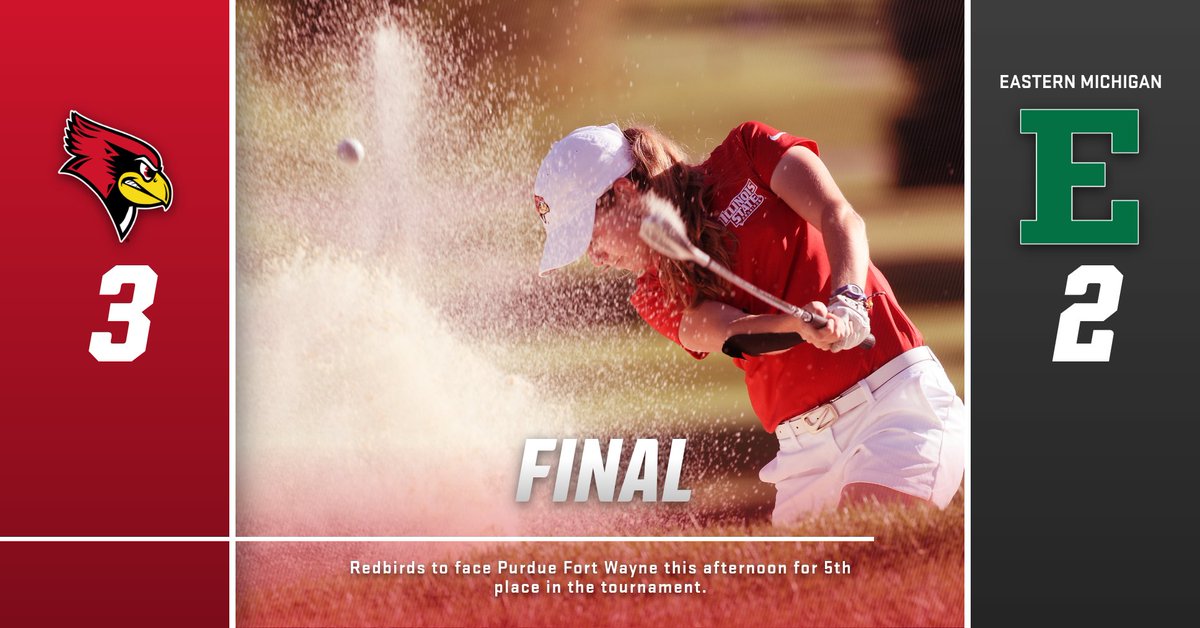 ISUwGolf's tweet image. Behind wins from Morgan Savage (2UP), Emma Sutton (1UP) and Becca Black (3&amp;amp;1), the Illinois State Redbirds topple Eastern Michigan, and will face Purdue Fort Wayne later this afternoon for fifth place in the tournament.