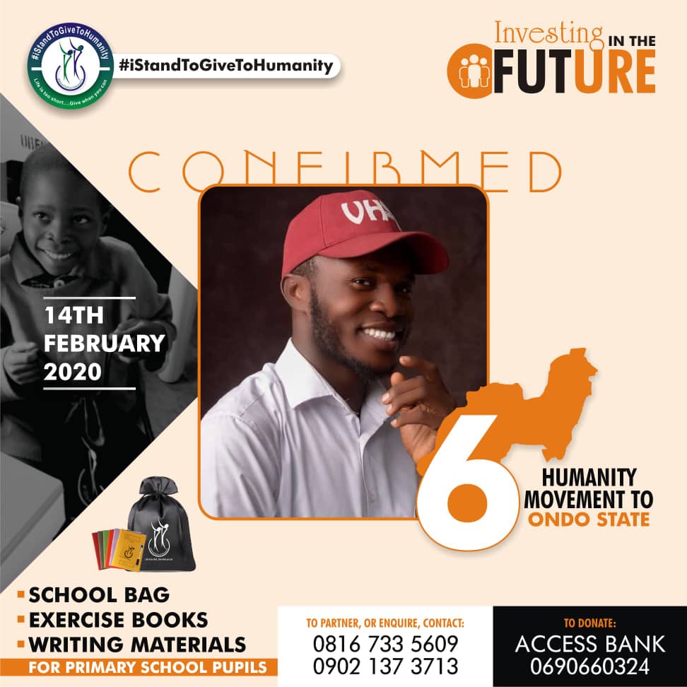 Akure we are coming
Join the movement
Feb 14 is Near.
 invest in the future.
#Akure
#AkureHowFar
#TuesdayThoughts
#istandtogivetohumanity
#investinthefuture
#vhafrica
#schoolbag
#execisebook
#writingmaterials