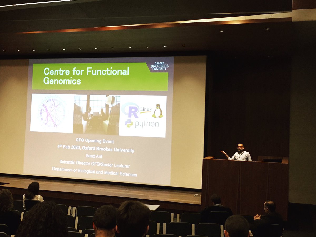 Welcome to the launch of the Centre for Functional Genomics (CFG). Scientific Director Dr Saad Arif opens the event - how can the CFG help you develop your research? #Oxford #OxfordBrookes #Genomics #datasciene