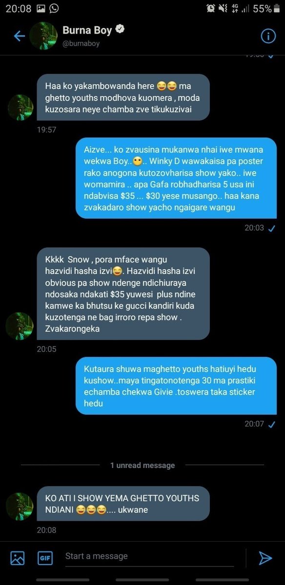 zimcelebs__'s tweet image. Ko ndazotaura na Burna Boy ka ndichimuudza kuti $35 usa yakawandisa pa show..zvandaudzwa ka😂😂🙌🏾..mface uyu so