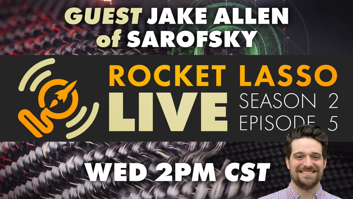 RocketLasso's tweet photo. Tomorrow Jake Allen @jakemadeathing from @Sarofsky  will be guest on Rocket Lasso Live! Wed 2PM CST (8 PM GMT) https://t.co/Vj2veOsozg. See you tomorrow. https://t.co/Car85uzB8E