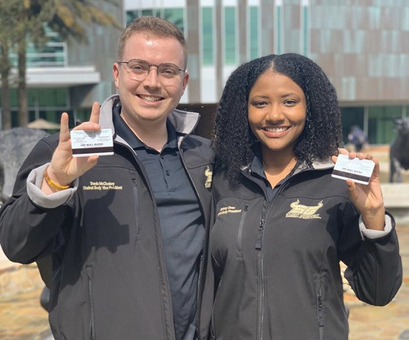 USFStudentGov's tweet photo. We are pleased to announce the release of USF’s new student ID cards! 💳 🤘🏾 We’ve placed essential hotline numbers and other important contacts on the ID cards of all three campuses! https://t.co/Bkh4QuI8V4