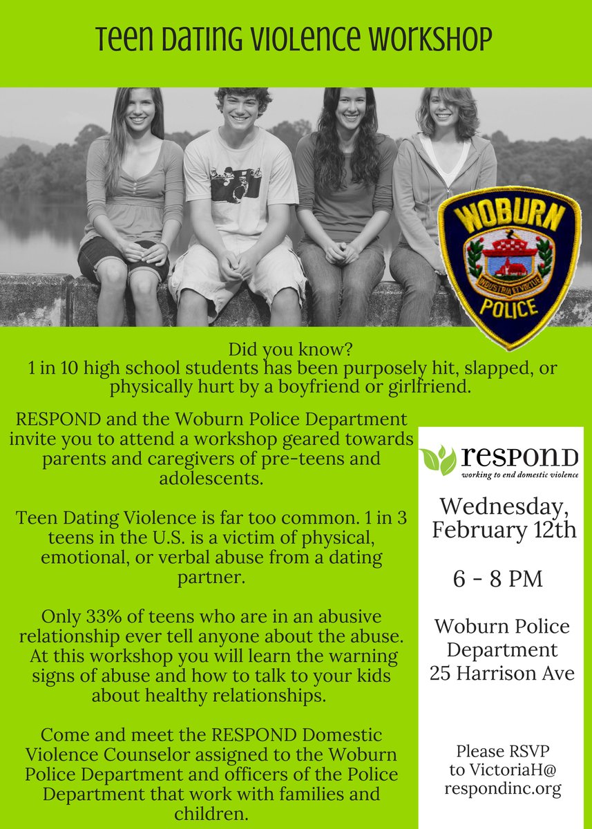 The @WMHS_DVTT invites you to a teen DV workshop to support healthy relationships and a safer community hosted by @respondinc & sponsored by @woburnpolice #teendvam#2020 #1thing #lovebetter @loveisrespect @joinonelove
