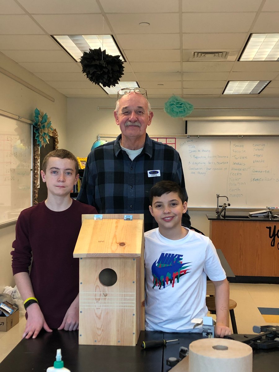 SMSIWCS's tweet photo. SMS students build a screech owl house for their conservation project with the help of Andy Wilson. #Panthersharp https://t.co/FH2hjrDDGH