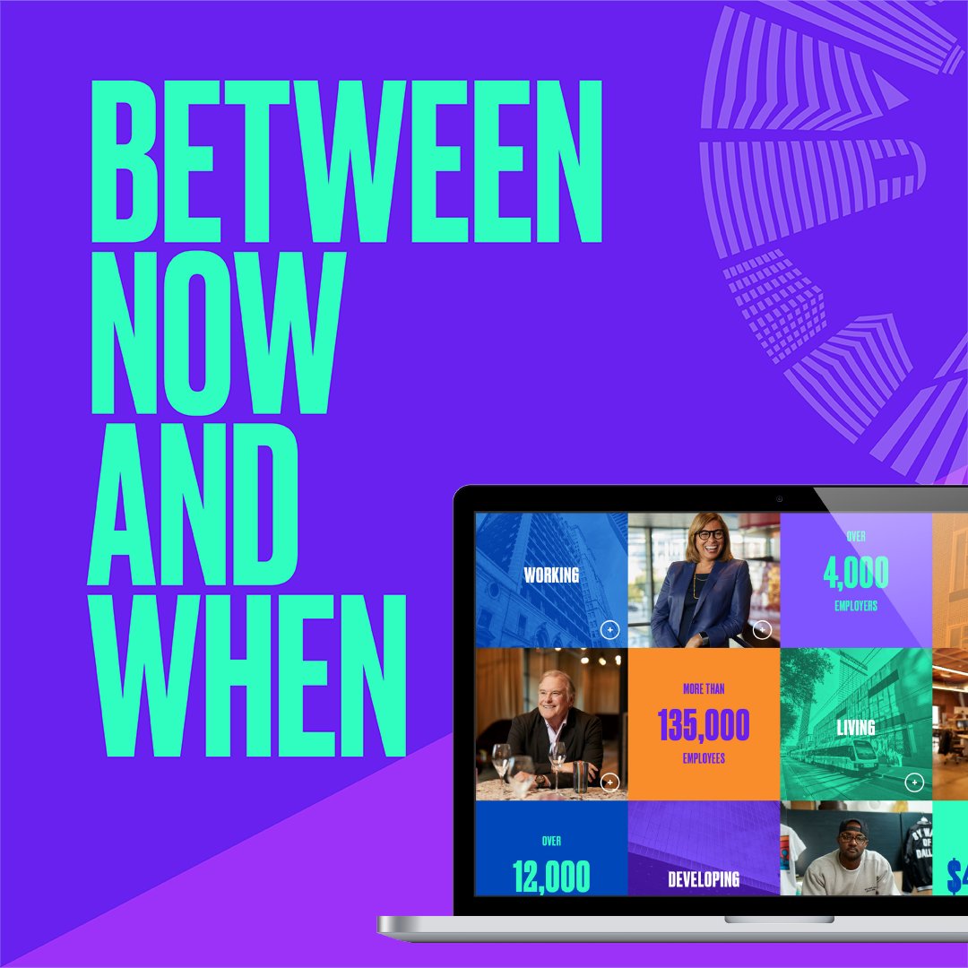 DowntownDallas's tweet photo. IT’S HERE! We are thrilled to finally launch our Economic Development Campaign and business recruitment strategy, Between Now and When. Learn more here https://t.co/pqpxDdwpHK #BetweenNowandWhen #DowntownDallasNow https://t.co/xVJiT9FPUK