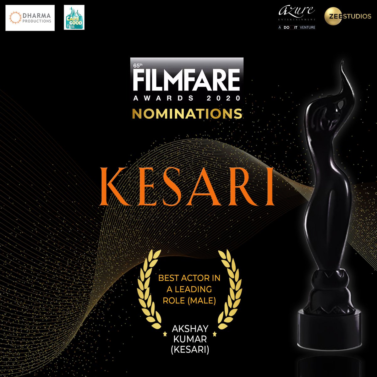 swatigagyan's tweet photo. #KESARI has got 4 Nominations for 65th #FilmfareAwards 2020 . Thank you for the love &amp; support 🙏🏻 

@akshaykumar #ArijitSingh @BPraak @tanishkbagchi @ArkoPravo19 @ChirantannBhatt #JasbirJassi @jasleenroyal @manojmuntashir @DharmaMovies @ZeeStudios_ https://t.co/MTKv5XxCln