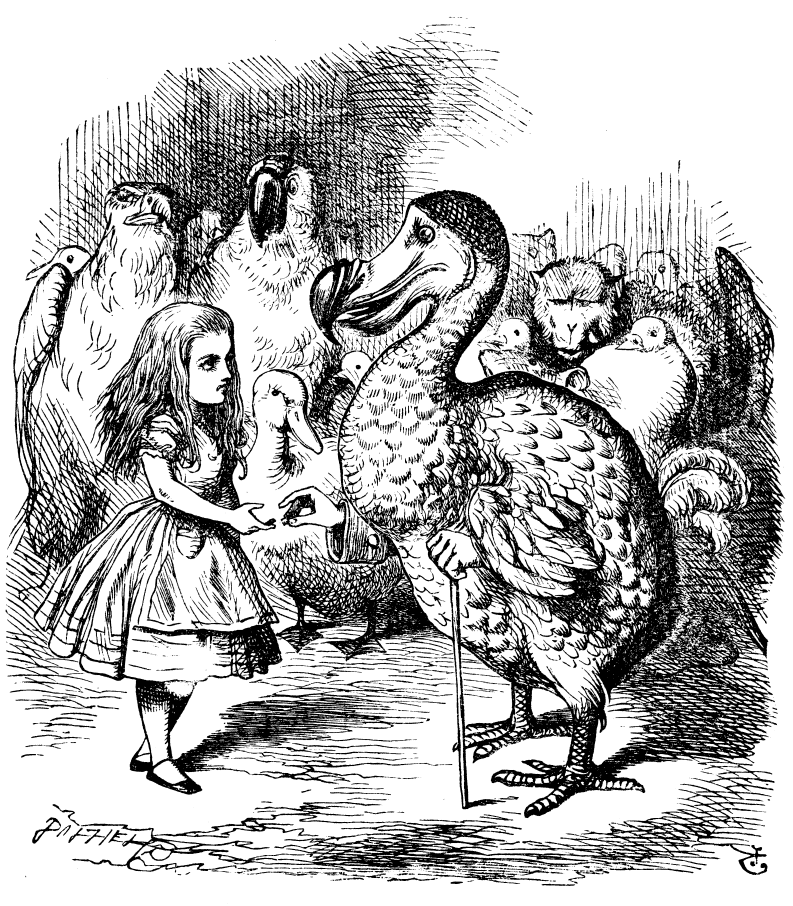 Dodo talking to Alice in Wonderland