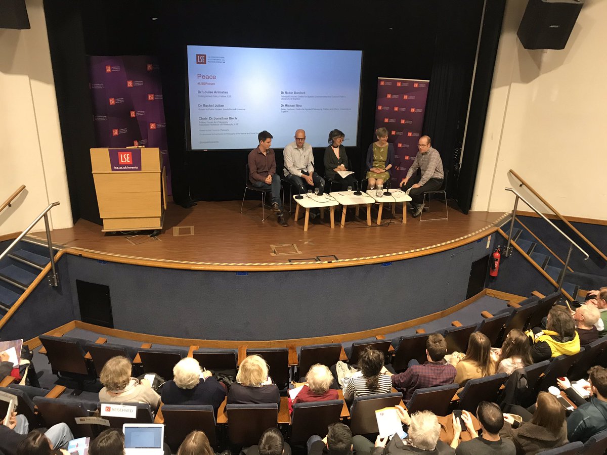 LSE Events (@lsepublicevents) on Twitter photo Welcome @larimatsu10, <a href="/rachelcjulian/">Rachel Julian</a>, Dr Michael Neu and Dr Robin Dunford to <a href="/LSE_London/">LSE London</a>!
Tonight we are discussing with <a href="/forumphilosophy/">Forum for Philosophy</a>, the history, ethics and politics of peace. Welcome @larimatsu10, <a href="/rachelcjulian/">Rachel Julian</a>, Dr Michael Neu and Dr Robin Dunford to <a href="/LSE_London/">LSE London</a>!
Tonight we are discussing with <a href="/forumphilosophy/">Forum for Philosophy</a>, the history, ethics and politics of peace.