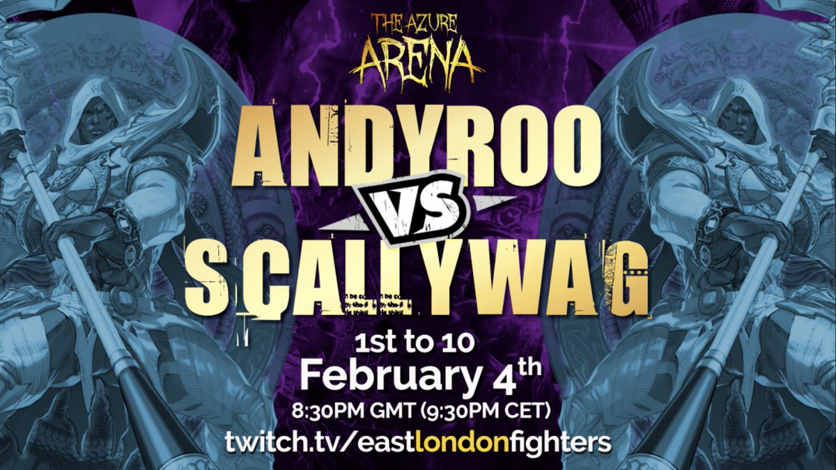 eastlondonFGC's tweet photo. Dont forget to tune in for #TheAzureArena tonight!

The FT10 between two Zasalamel character specislists - @AndyrooSC &amp; 
@93Scallywag - kicks off at 8:30PM (9:30PM CET) 

Dont miss out!

https://t.co/Jnaz7GNuHd https://t.co/qn5aIbFaEx