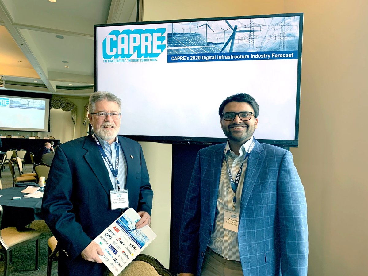 TurnerMidAtl's tweet photo. Kevin Mahoney & LP Alugaddala attended CAPRE – The 2020 Digital Infrastructure Industry Forecast - with topics ranging from the status of the local data center industry to future forecasts @CapRateEvents #WeBuildDataCenters #TurnerMidAtlantic @Turner_Talk #TurnerConstruction https://t.co/AeKCKgdCyS