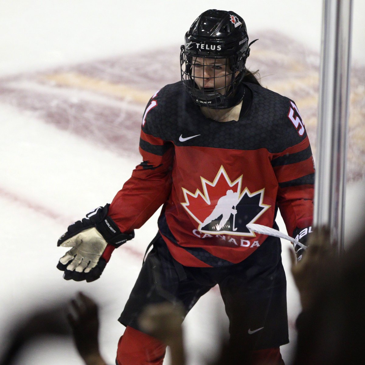 Victoria celebrates after scoring the OT winner.