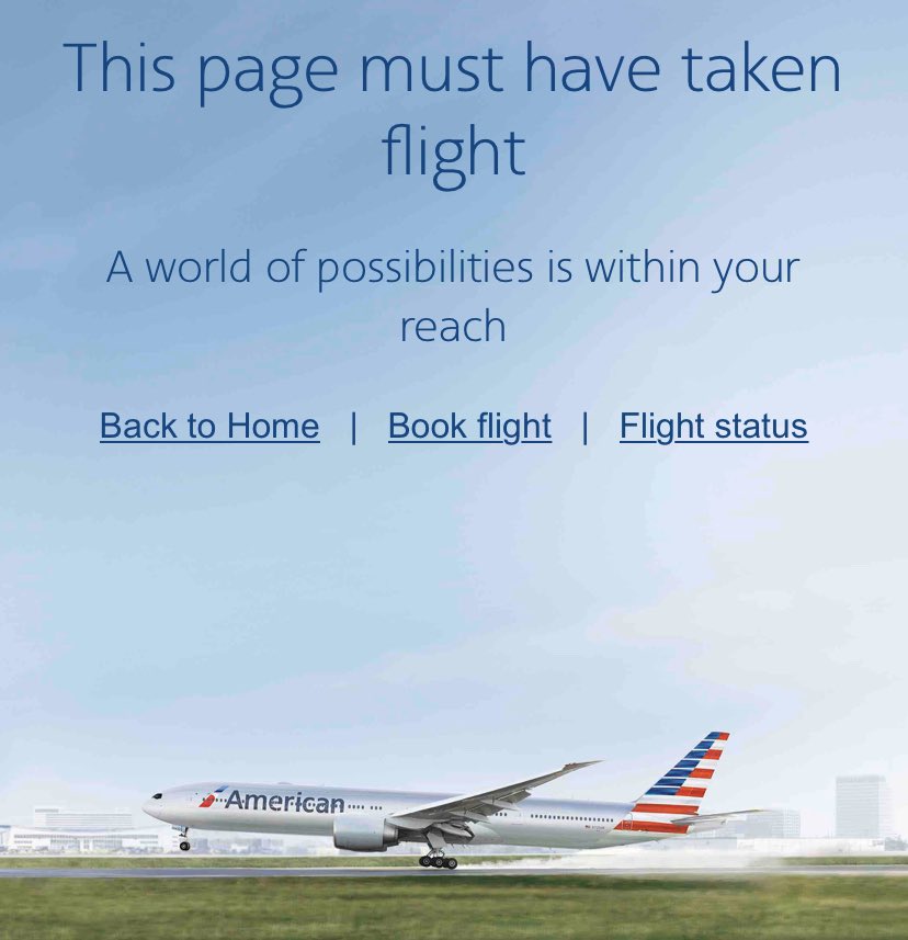 At <a href="/AmericanAir/">americanair</a> they help you find your destination even if you find their #404page 
#ux #uxdesign