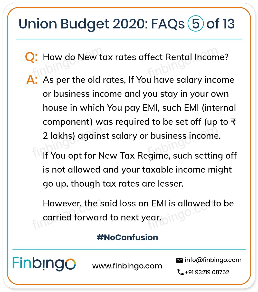 MyFinBingo's tweet photo. 5 of 13 FAQs on #Budget2020 #MyBudgetMyChoice #NoConfusion #incometax #incometaxindia #incometaxslabs #BudgetSession2020 #finbingo #fintech #fintechindia #BudgetIndia #DigitalIndia #IndianBudget #budgetfaqs https://t.co/vXOXCkjGhu