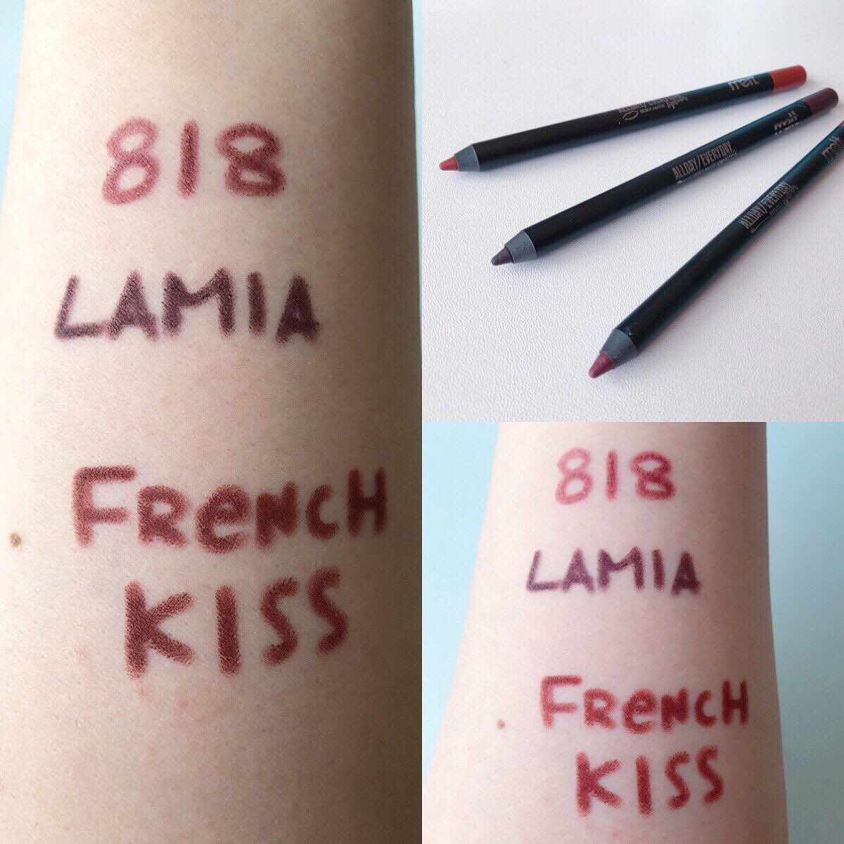 acosme15's tweet photo. そう言えばmeltのスウォッチのせてなかったなぁ～と思って😀
今更だけど。w

EYELINER
#818
#lamia
.
LIPLINER
#frenchkiss
.
LIPSTICK
#6six6
.
LIPGLOSS
#evoke
.
digital dust highlight
#morningstar

ライナー･リップ共にカメラアプリと自然光の写真📸色が暗めの方が自然光🌞 https://t.co/HEzuhTMJaN