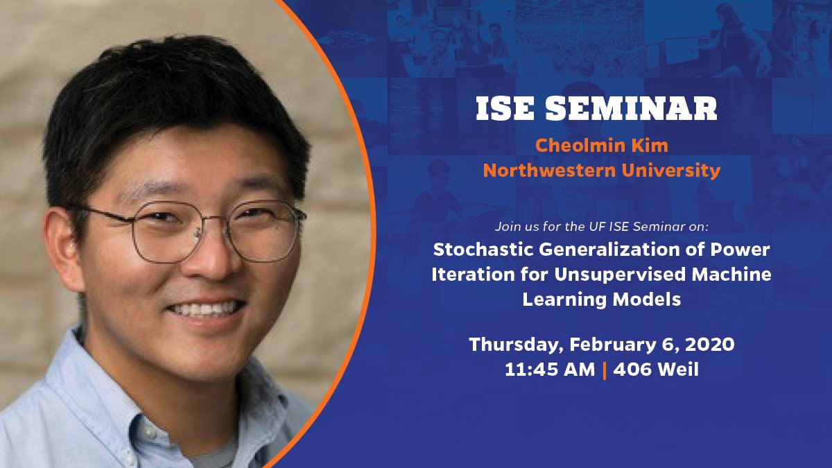 Cheolmin Kim will be giving a seminar on Thursday, February 6, 2020 at 11:45am in room 406 Weil Hall.
