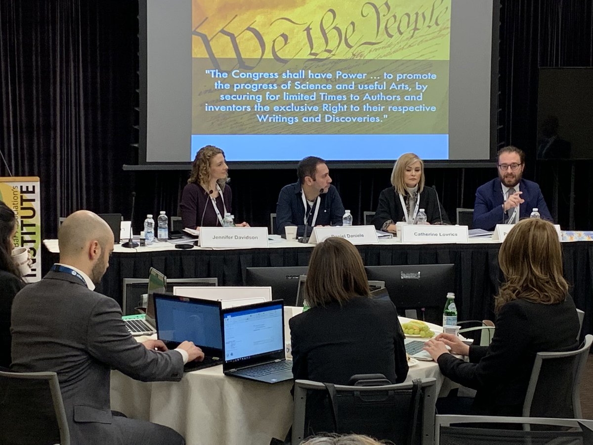 OBAlawyers's tweet image. Who is the inventor when an AI innovates? Great panel discussion on the first patent application listing an AI as inventor featuring Ryan Abbott, Catherine Lovrics and Daniel Daniele. #OBAInstitute #Day1