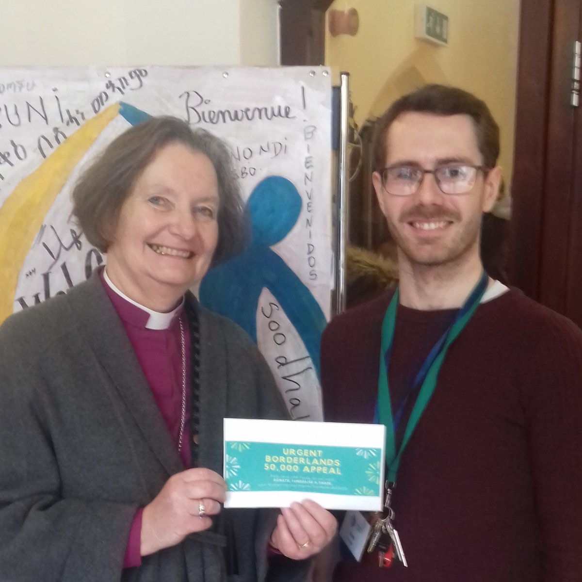 It was great having @Bishopviv1 visit our Drop-In today to speak to our members and volunteers. Here is Bishop Viv supporting our Borderlands 50,000 appeal! You can support our appeal here: localgiving.org/appeal/borderl…