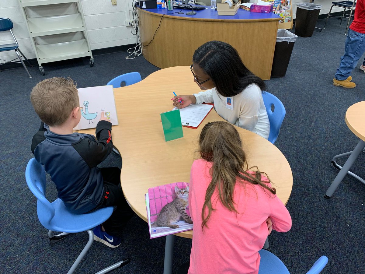 CteEast's tweet photo. Our Warrior of the Week, Tre Williams, having reading time with 1st graders in the library at Springfield Elementary! Lots of good observation time at Springfield this week for the Teaching as a Profession II students! https://t.co/15WQvd0jtv