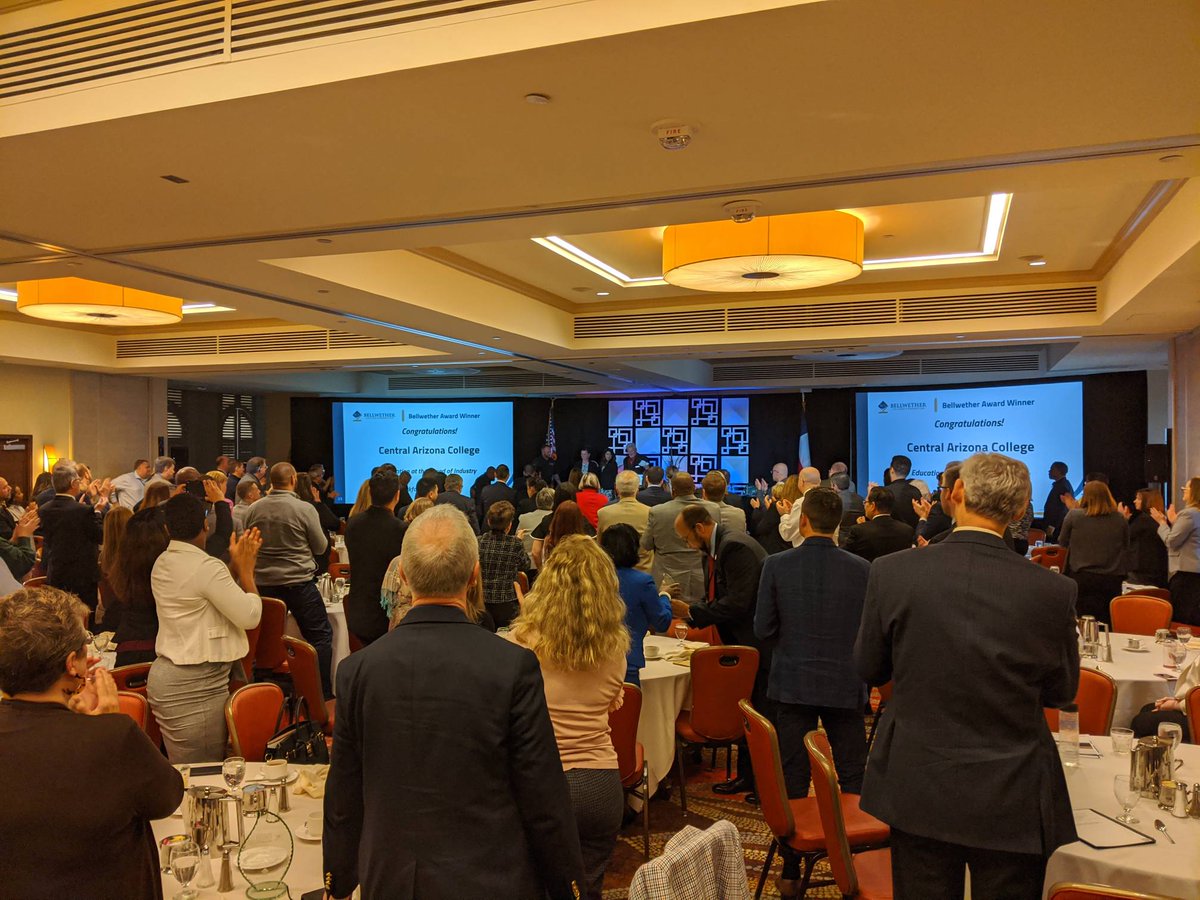 BellwetherCC's tweet photo. Congratulations to Central Arizona College for winning the workforce development category of this year's Bellwether Award. #bellwethercollegeconsortium #FuturesAssembly #HigherEducation #CommunityCollege https://t.co/zs5ThFeZb3