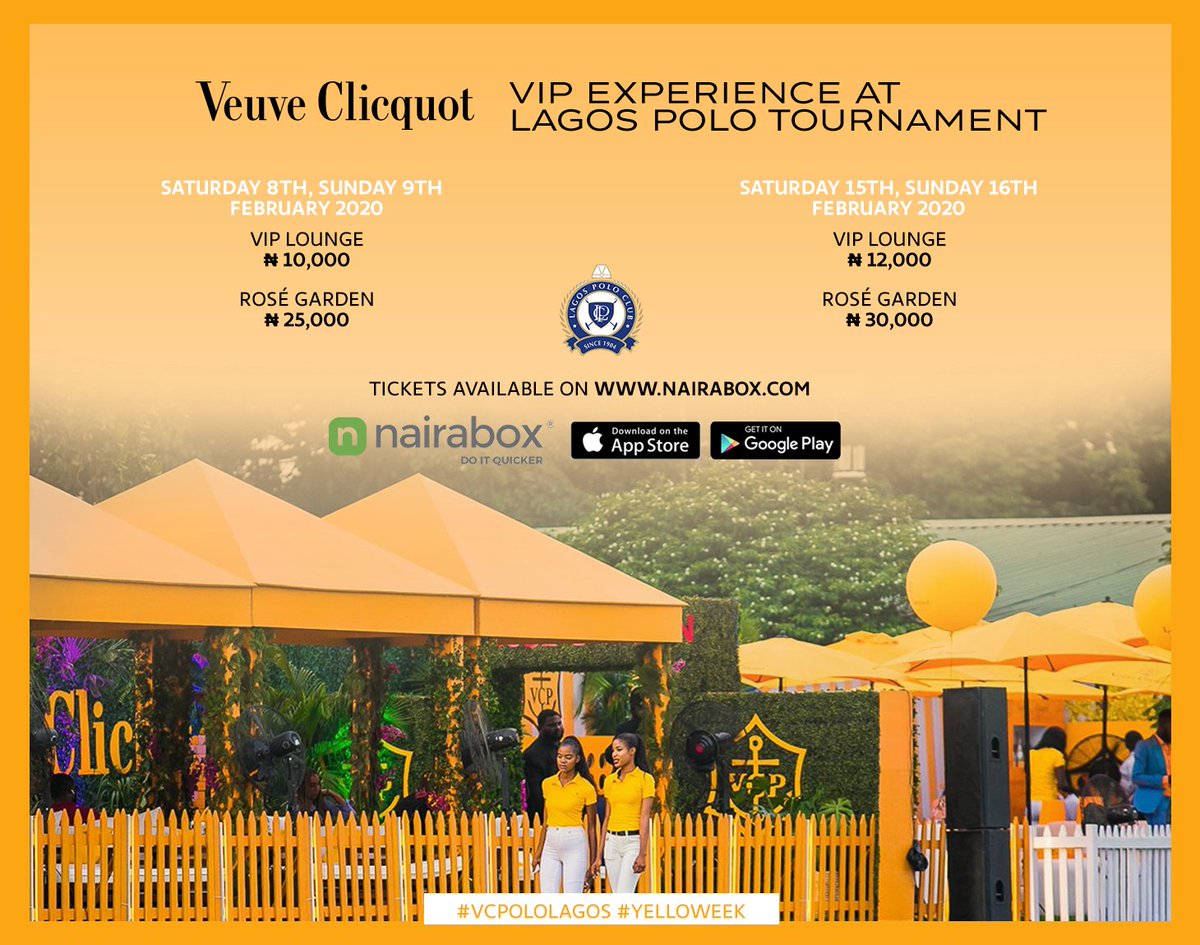 tunative's tweet photo. Join socialites, fashionistas, and celebrities at the Veuve Clicquot Lagos Polo Tournament 2020. Great time to picnick and sip champagne while watching the beautiful sport of Polo at @LagosPoloClub.

#tunative
#thinngstodo
#momentstolivefor https://t.co/F91VH5aD6q