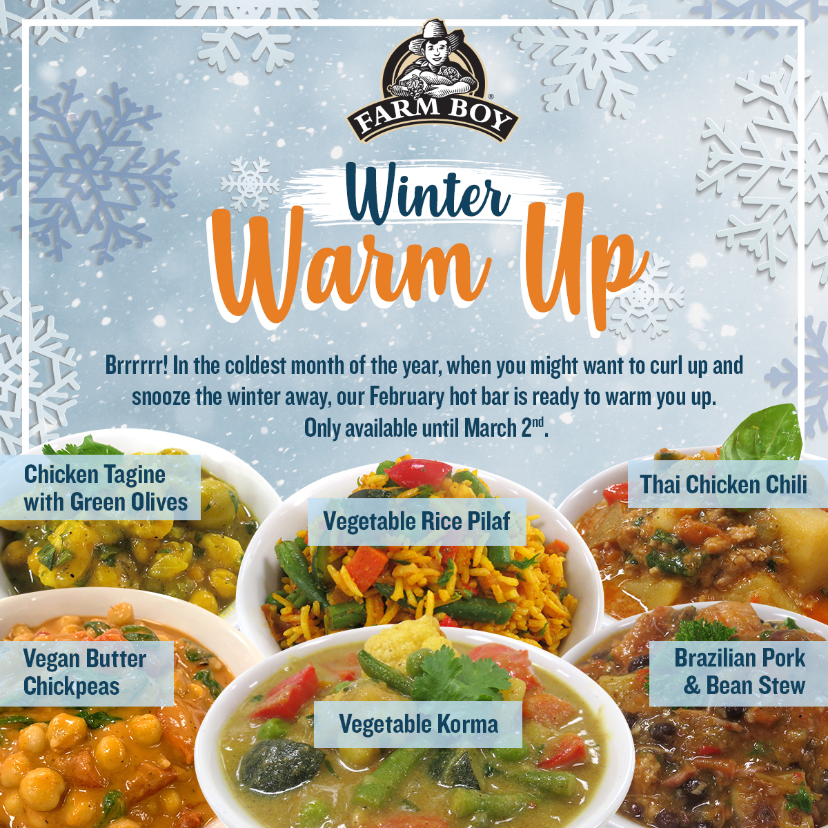 FarmBoy's tweet photo. Stop by our Hot Bar throughout the month of #February and warm up with our tasty winter menu!
#EatColourfully https://t.co/M98Tporsj2