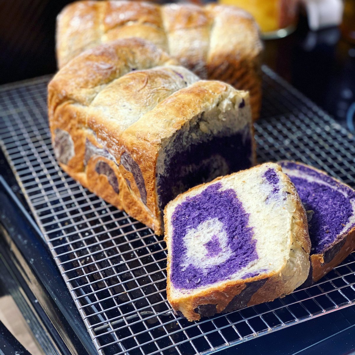 AtesKitchen's tweet image. testing some recipes for the @NashvilleCBF in april: #ube #shokupan. #nashville #eatlocal #filipinofood