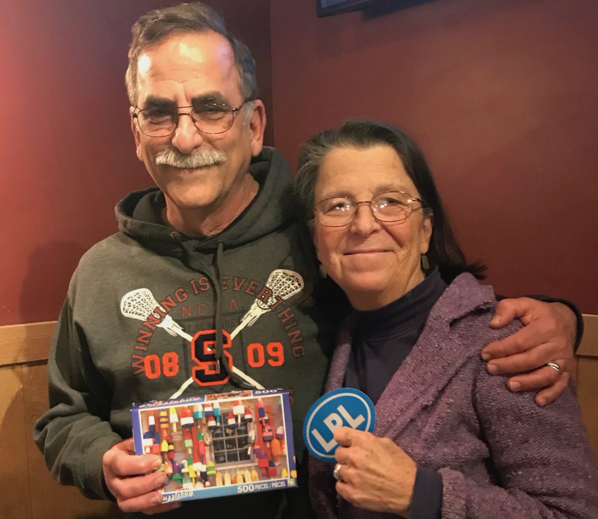 LiverpoolPubLib's tweet photo. Way to go Mitch and Diane Brickman, winners of our latest #LibraryTriviaNight!
Next edition comes 7:30 p.m. Wed 3/26, #BullAndBearRoadhouse, Liverpool. https://t.co/PebgTfiWem