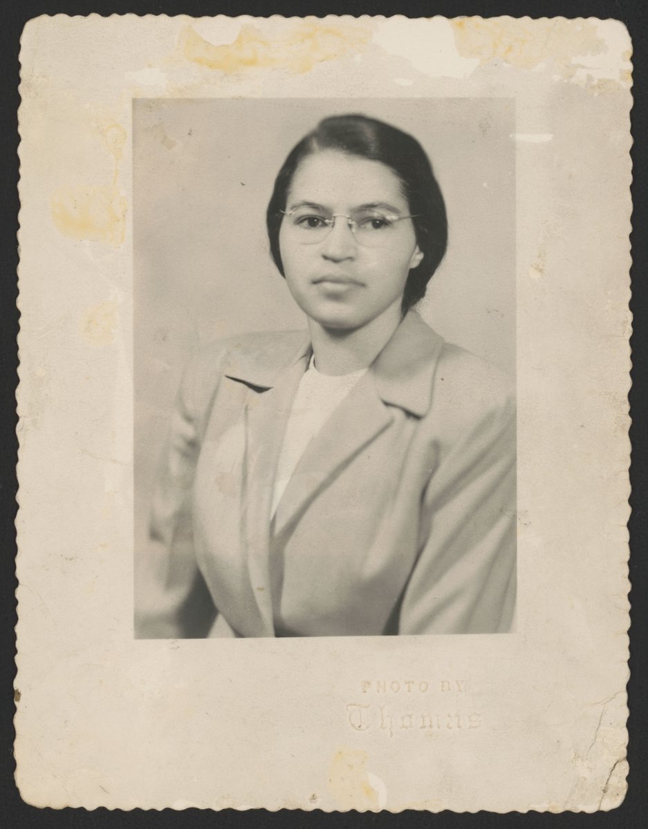 Photo of Rosa Parks, half-length portrait, facing slightly left, circa 1950 - Library of Congress Prints and Photographs Division