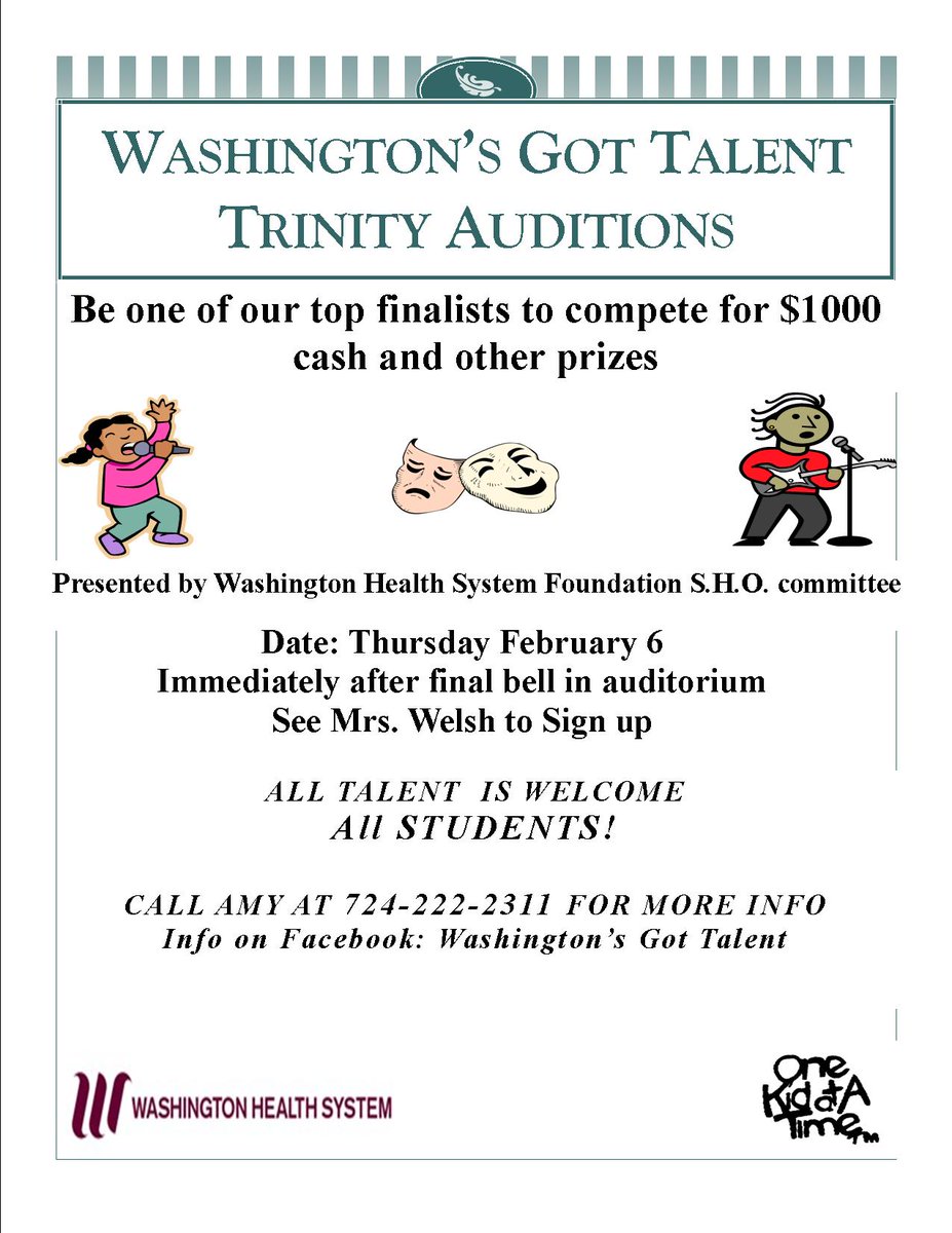 WashGotTalent's tweet photo. @thsprideband Come out Hiller Nation this Thurs 2/6 at the end of the day for your chance at a WGT Finale spot in April ! No $ to try , $$ for the top winners in our show! https://t.co/vPJrIEoJGc