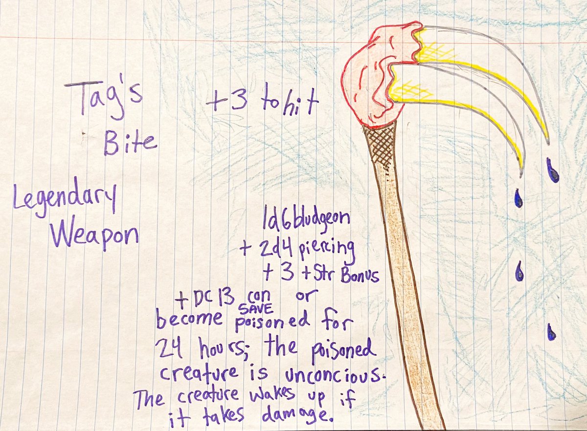 hypocriticalTro's tweet photo. A player asked me for a new weapon and with their help, we generated this thing. #legendaryweapon #tagsbite #tag #taggit #oiloftaggit #weapon #poison #dnd #dnd5e https://t.co/TUJEuNwss1